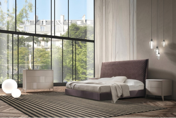 Łóżko + 2x Stolik nocny 3 szt. Sypialnia Zestaw Design Modern Luxury Italy Meble nowe