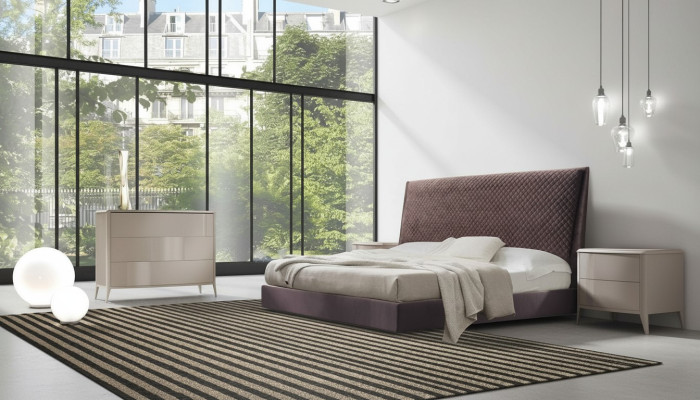 Designerskie Łóżko 2x Szafki nocne Kredens 4szt. Zestaw Sypialnia Meble Włoskie