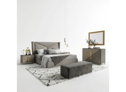 Design Luxury Sypialnia Zestaw Łóżko 2x Szafki nocne Kredens Deko Ustawić