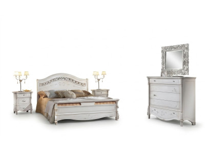 Luksusowy zestaw Sypialnia 4 sztuki. Łóżko + 2x Stolik nocny +Kredens Modern Design łóżko Solidne drewno