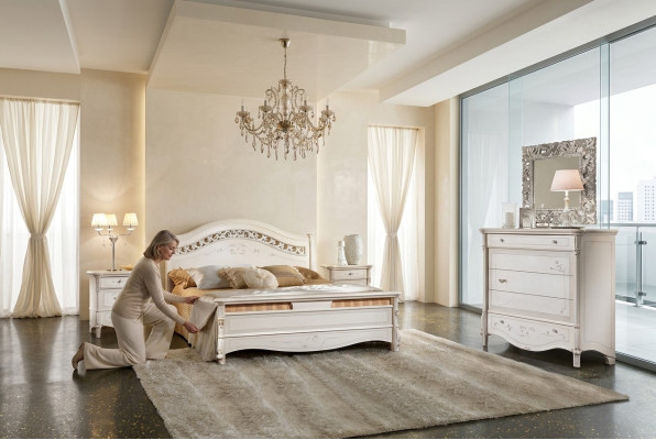 Sypialnia 3 szt. Zestaw Łóżko 2x Stolik nocny Łóżko Double Hotel Podkładka Solidne drewno