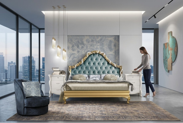 Łóżko Podkładka Design Luksusowe podwójne łóżko hotelowe Sleep Pokój Italian Meble