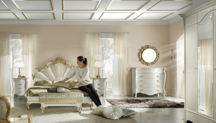 Łóżko Stolik nocny Kredens 6 szt. Zestaw Sypialnia Solidne drewno Design Luxury