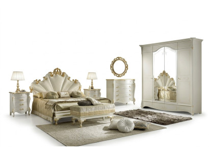 Łóżko Stolik nocny Kredens 6 szt. Zestaw Sypialnia Solidne drewno Design Luxury