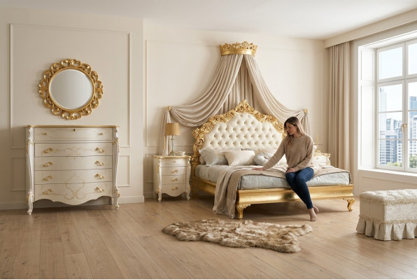Łóżko Podkładka Design Luksusowe Podwójne Łóżko Hotelowe Sleep Pokój 180x200cm Solidne drewno