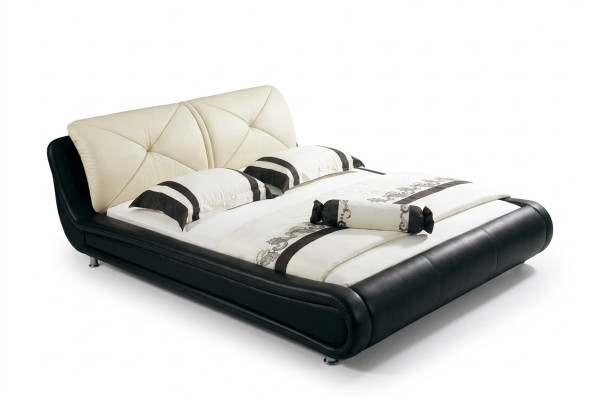 Skóra Łóżko Podkładka Luxury Design Double Hotel Drewno łóżko Sleep Pokój