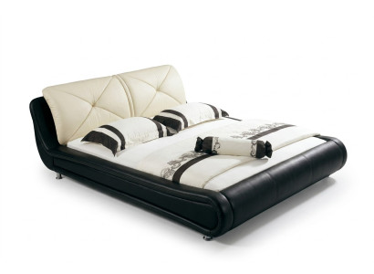 Skóra Łóżko Podkładka Luxury Design Double Hotel Drewno łóżko Sleep Pokój