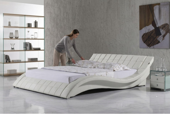 Designerskie łóżko tapicerowane Białe łóżko łóżka łóżko skórzane Podwójne łóżko podwójne łóżko designerskie