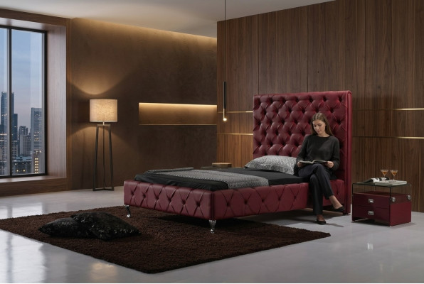 Designerskie łóżko Chesterfield Skóra Hotelowe łóżko luksusowe dwuosobowe Pokój