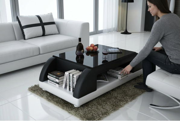 Nowoczesna kanapa Podkładka Skóra Tabela Living Room Side Szkło stoły