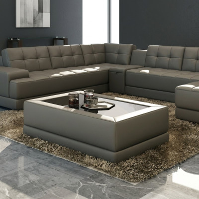 Sofa stolik Szkło projekt kawowy Tabela salon Skóra wystrój kanapy bocznej