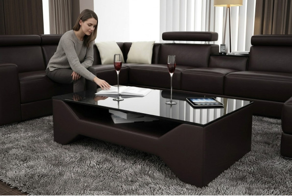 Klasyczny luksusowy designerski stolik kawowy z dekorem sofa do salonu Tabela Skóra