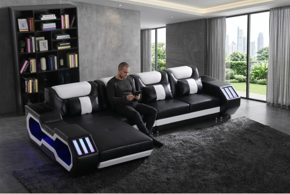 Relaks Kanapy Sofa w kształcie litery L Sofa Ustaw Podświetlony Żywy krajobraz