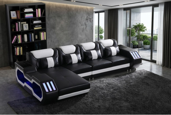 Relaks Kanapy Sofa w kształcie litery L Sofa Ustaw Podświetlony Żywy krajobraz