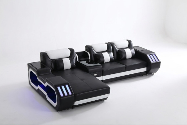 Sofa LED Podświetlana Narożnikowa kanapa Salon Skóra Kanapa Siedziba Podkładka
