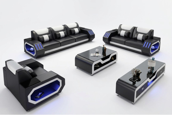 Sofa skórzana Kanapa Zestaw sofowy 3+2 Ustawić Design Nowoczesna Sofa miejsce do siedzenia Nowa