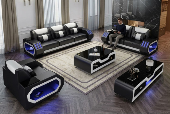 Zestaw sofowy Zestaw 3+2+1 miejsce do siedzenia stolik kawowy Kredens Ustawić Design Modern