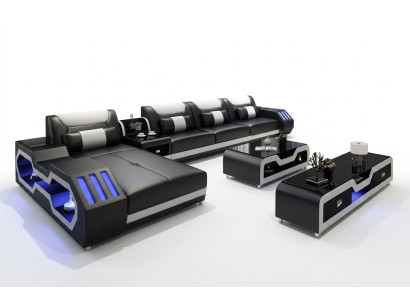 Skóra Design Sofa Kanapa Podkładka Narożnikowa kanapa Ustawić Żywy krajobraz Narożnikowa kanapa