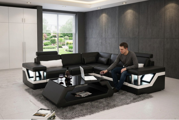 Meble narożne Skóra sofa Podkładka do wypoczynku Designerska tapicerowana kanapa narożna
