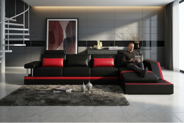 Skórzana sofa sofa kanapa Narożnikowa kanapa Narożnik Podkładka Siedziba Ustawić Żywy krajobraz