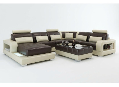 Brązowa skórzana sofa Narożnikowa kanapa kanapa projekt Siedziba Podkładka Ustawić
