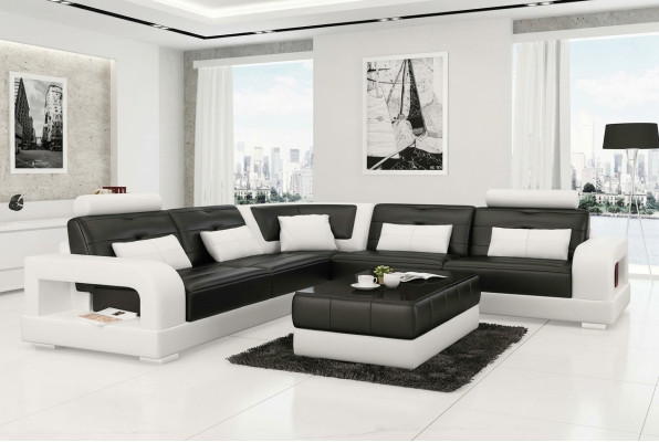 Skórzana sofa Narożnikowa kanapa + stolik kawowy Ustawić Podkładkę LForm Sofa Design