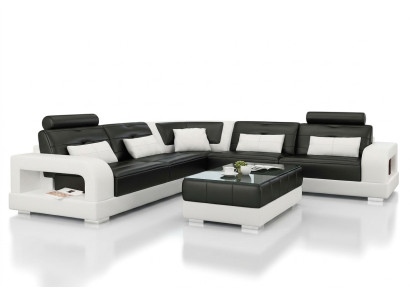 Skórzana sofa Narożnikowa kanapa + stolik kawowy Ustawić Podkładkę LForm Sofa Design