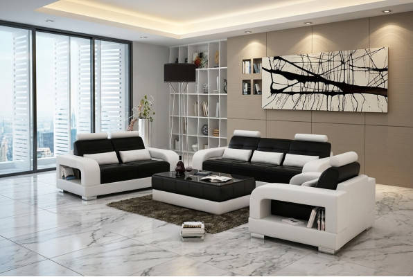 Skórzana Sofa Kanapa Zestaw sofowy 3+2 Ustawić Design Nowoczesna Sofa miejsce siedzące Obcios