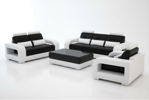 Skórzana Sofa Kanapa Zestaw sofowy 3+2 Ustawić Design Nowoczesna Sofa miejsce siedzące Obcios