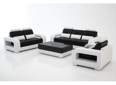Skórzana Sofa Kanapa Zestaw sofowy 3+2 Ustawić Design Nowoczesna Sofa miejsce siedzące Obcios