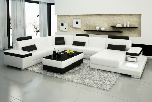 Skórzana sofa designerska sofa U kształt Żywy krajobraz Couch Podkładka Deko Narożnikowa kanapa