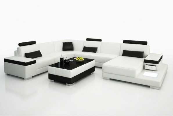 Skórzana sofa designerska sofa U kształt Żywy krajobraz Couch Podkładka Deko Narożnikowa kanapa