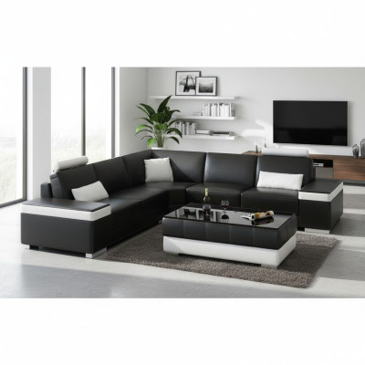Sofa skórzana w kształcie litery L Podkładka Siedziba Couch Ustaw Narożnikowa kanapa Sofa Couch