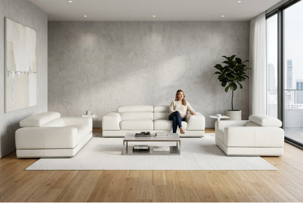 Sofa skórzana Żywy krajobraz 3+2 miejsce do siedzenia Ustawić Design Sofa Nowoczesna Obcios Nowość