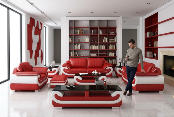 Relaks Zestaw sofowy 3+2+1 miejsce do siedzenia Zestaw Design Sofy Podkładka Kanapy Skóra