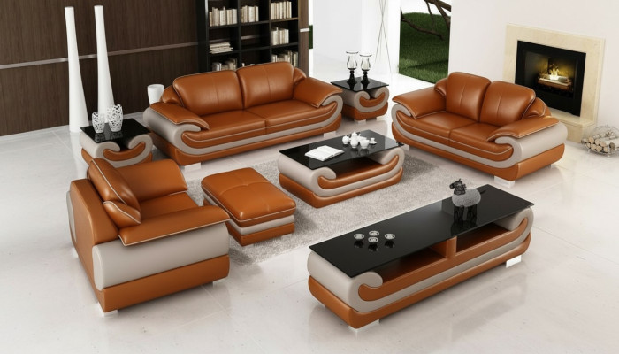 Skórzana Sofa Kanapa Żywy krajobraz 3+2 miejsce siedzące Ustawić Design Nowoczesna Sofa xlmebleble.pl