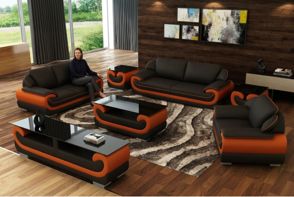 Skórzana sofa kanapa Żywy krajobraz 3+1+1 miejsce do siedzenia Ustawić Design Modern Sofa