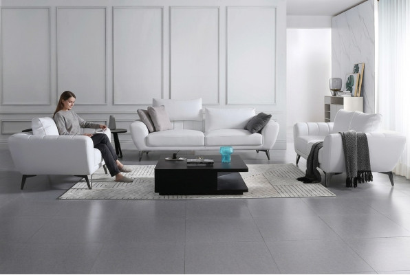 Komplet mebli skórzanych - eleganckie designerskie kanapy, meble do salonu