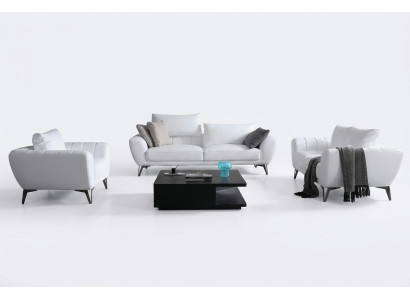 Komplet mebli skórzanych - eleganckie designerskie kanapy, meble do salonu