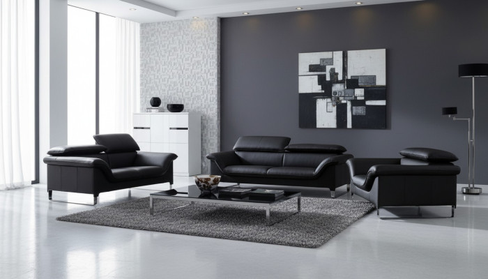 Skórzana sofa kanapa Żywy krajobraz 3+2 miejsce do siedzenia Ustawić nowoczesną dekoracyjną sofę