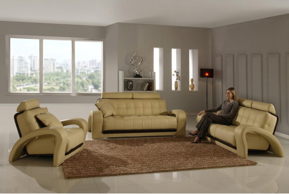 Skórzana sofa Żywy krajobraz 3+2 miejsce siedzące Ustawić Design Nowoczesny zestaw wypoczynkowy skórzany