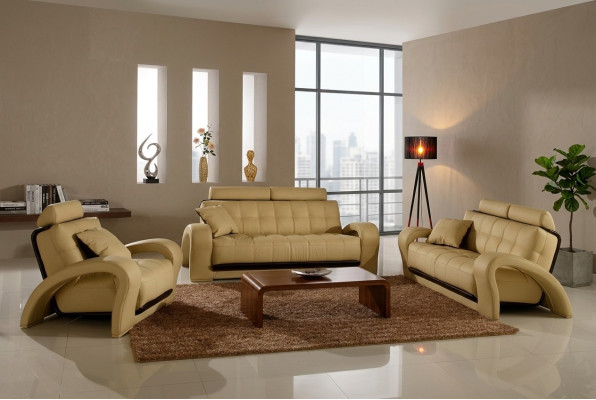 Skórzana sofa Żywy krajobraz 3+2 miejsce siedzące Ustawić Design Nowoczesny zestaw wypoczynkowy skórzany