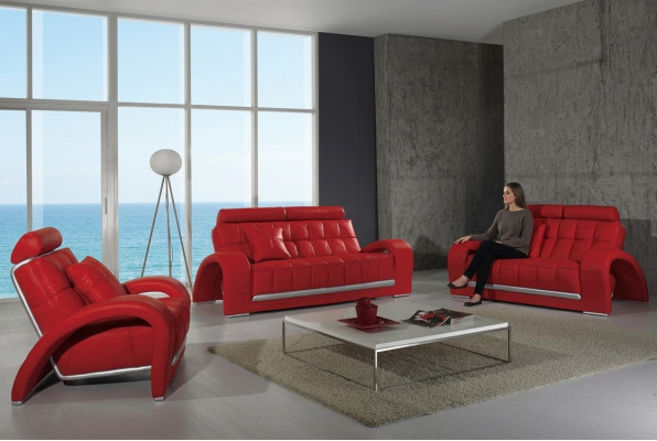 Skórzana sofa Kanapa Żywy krajobraz 3+1+1 miejsce siedzące Ustawić Sofa Zestaw sofowy