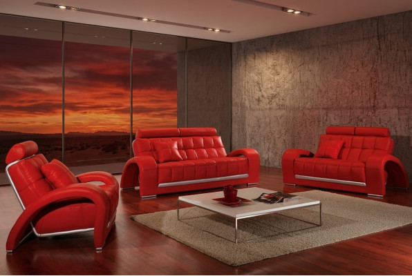 Skórzana sofa Kanapa Żywy krajobraz 3+1+1 miejsce siedzące Ustawić Sofa Zestaw sofowy