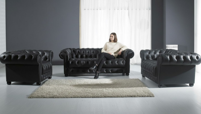 Chesterfield Sofa 2 miejsce do siedzenia Podkładka Design Couches Sofy Ustawić NOWOŚĆ