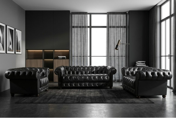 Chesterfield Sofa 2 miejsce do siedzenia Podkładka Design Couches Sofy Ustawić NOWOŚĆ
