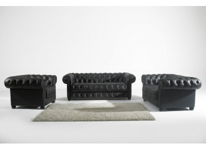 Chesterfield Sofa 2 miejsce do siedzenia Podkładka Design Couches Sofy Ustawić NOWOŚĆ