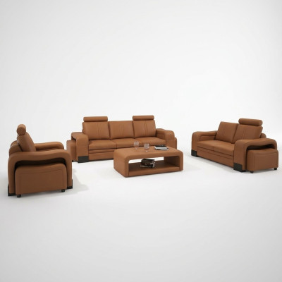 Skórzana sofa Zestaw sofowy 3+2+1 zestaw dekoracji miejsca do siedzenia Ustawić tapicerowaną sofę kanapową