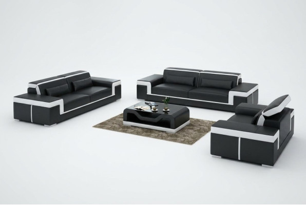 Skórzana sofa kanapa Żywy krajobraz 3+2+1 Siedziba Ustawić Design Modern Sofa