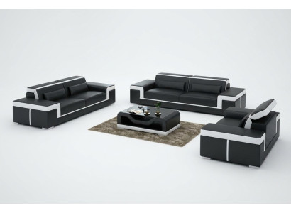 Skórzana sofa kanapa Żywy krajobraz 3+2+1 Siedziba Ustawić Design Modern Sofa